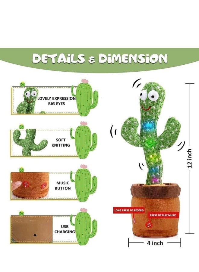 SENVOX Dancing Cactus Toy | Talking, Singing, and Recording Plush Toy with LED Lights | USB Rechargeable Educational Toy for Babies and Toddlers - Image 2